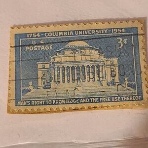 Unique Vintage Blue Columbia University Stamp